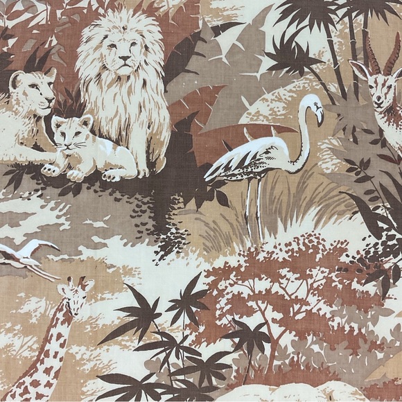 Reclaimed vintage 70s jungle safari Lady Pepperell fabric 42” x 64” - Picture 5 of 7